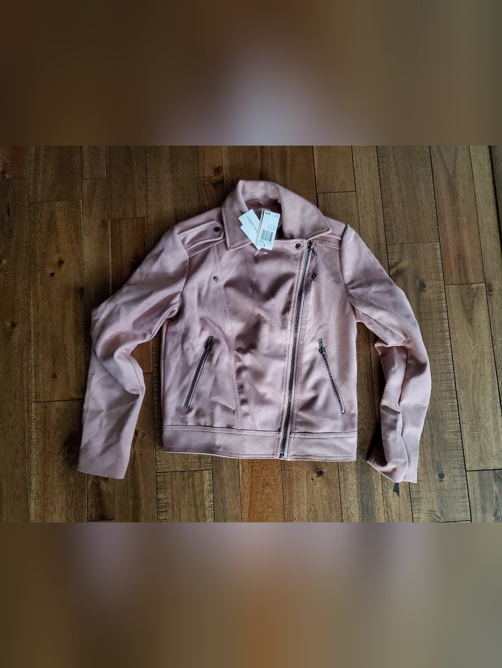 Women’s Pink Suede Moto Jacket